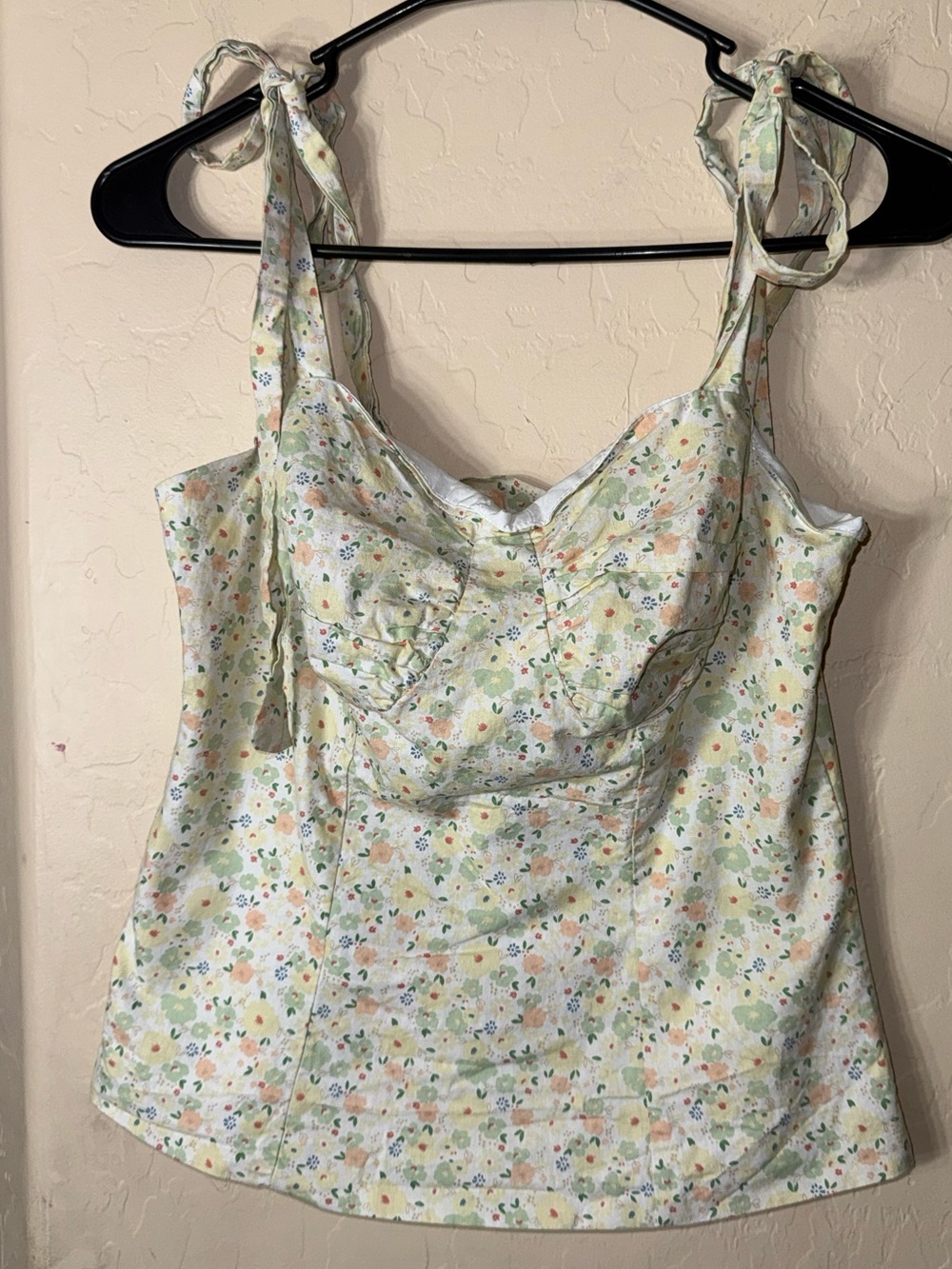 Liberte Floral Tie Strap Corset Bustier Cami Top Cottagecore Milkmaid Large
